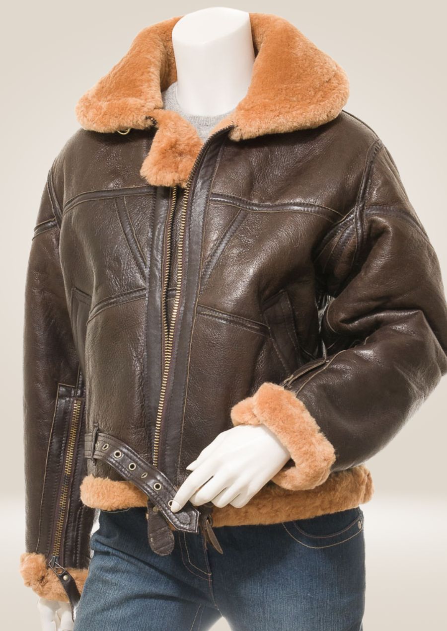 Soft Brown &amp; Ginger Sheepskin Jacket for Women