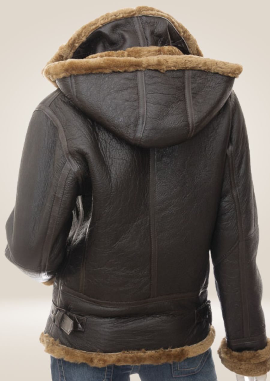 Soft Ginger Sheepskin Jacket for Women backside