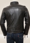 Ultra Soft Black Sheep Nappa Biker Jacket backside