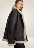 side pose of Timeless Vintage B3 Bomber Jacket with Oversized Fit and Genuine Leather