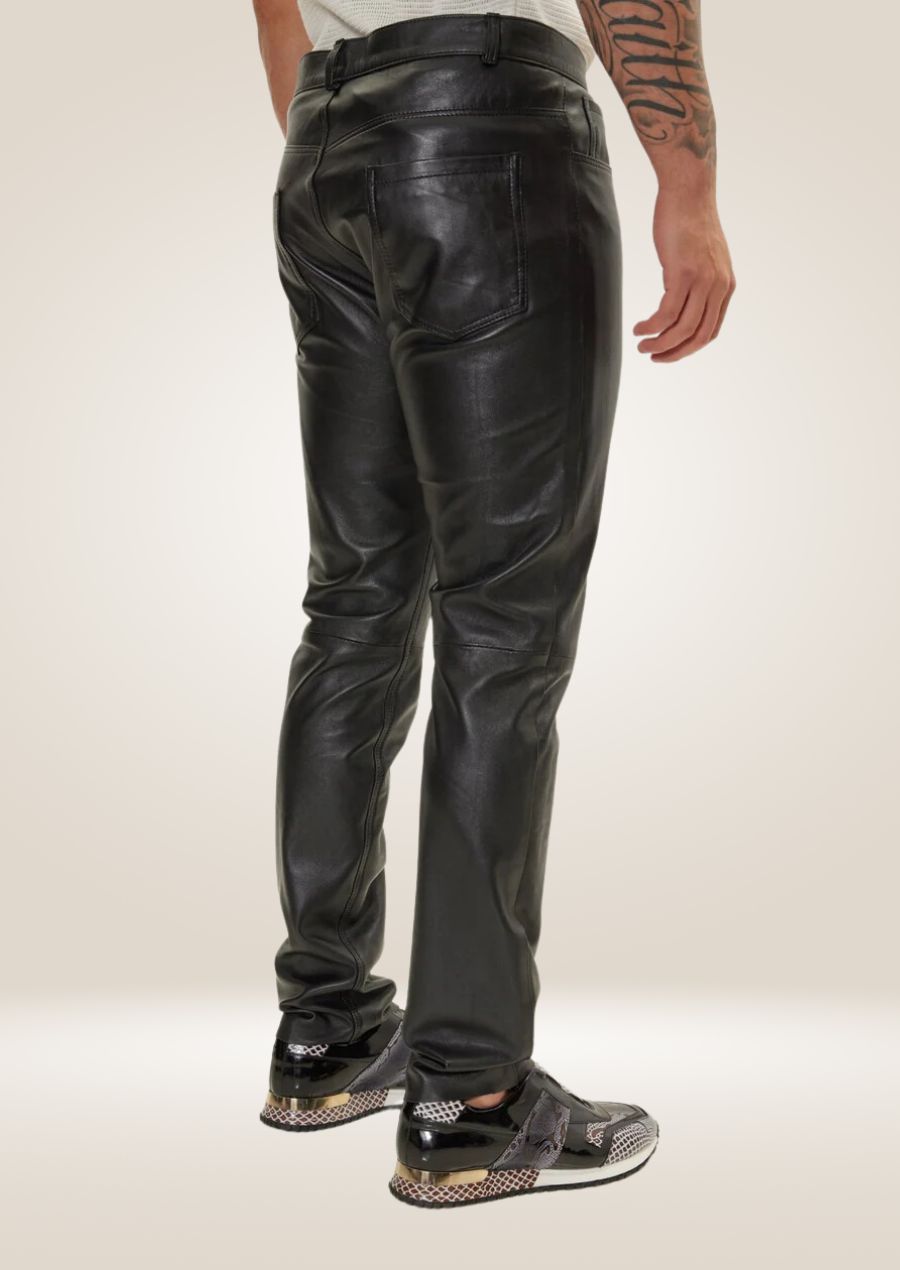 Pantalon en cuir noir pour homme – Coupe élégante et stylée