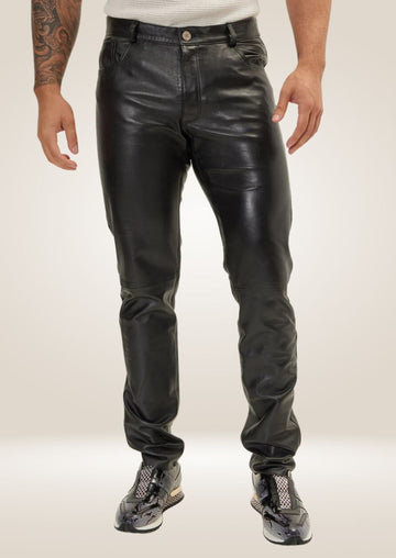 Pantalon en cuir noir pour homme – Coupe élégante et stylée