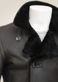 mens black Shearling Pea Coat