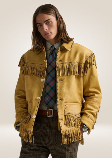 Veste en cuir à franges pour homme - Style western emblématique