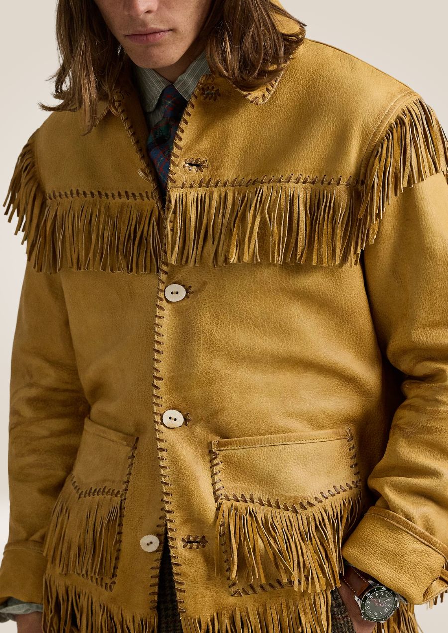 Veste en cuir à franges pour homme - Style western emblématique