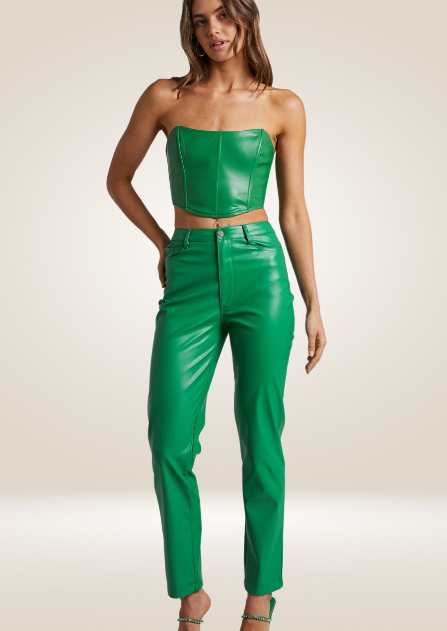 Green Leather Pants for Women 