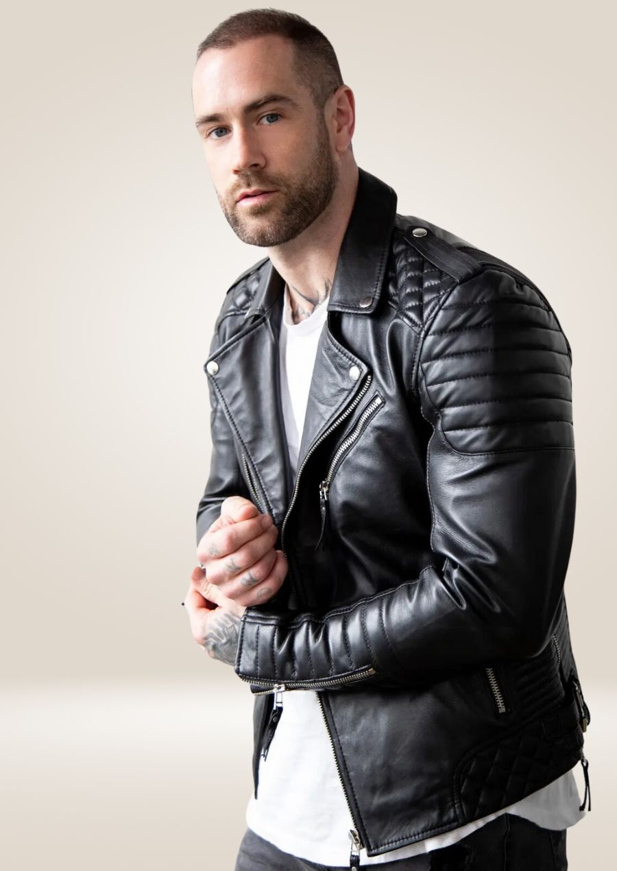 Veste Perfecto en Cuir Noir Intemporel pour Homme