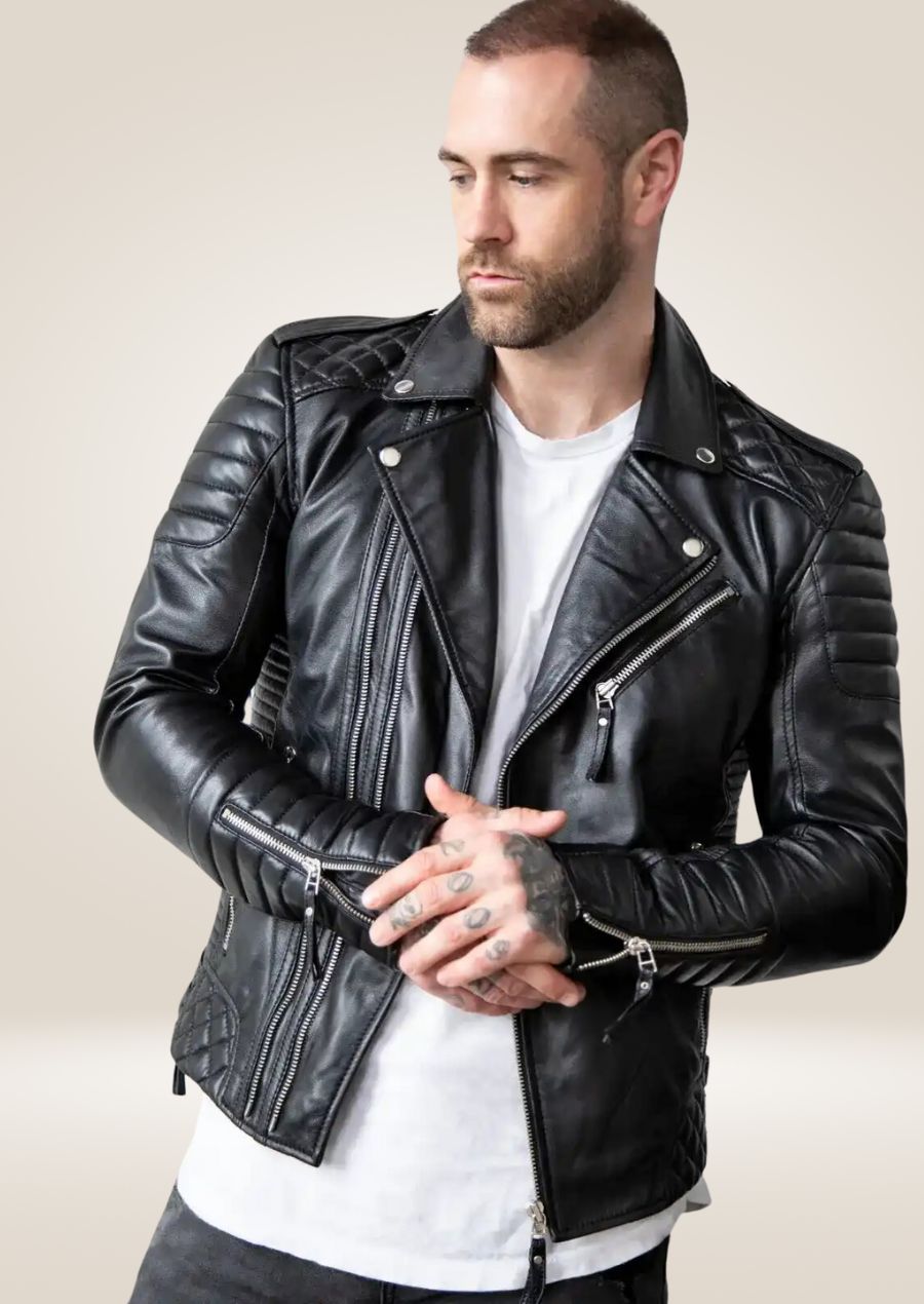 Veste Perfecto en Cuir Noir Intemporel pour Homme