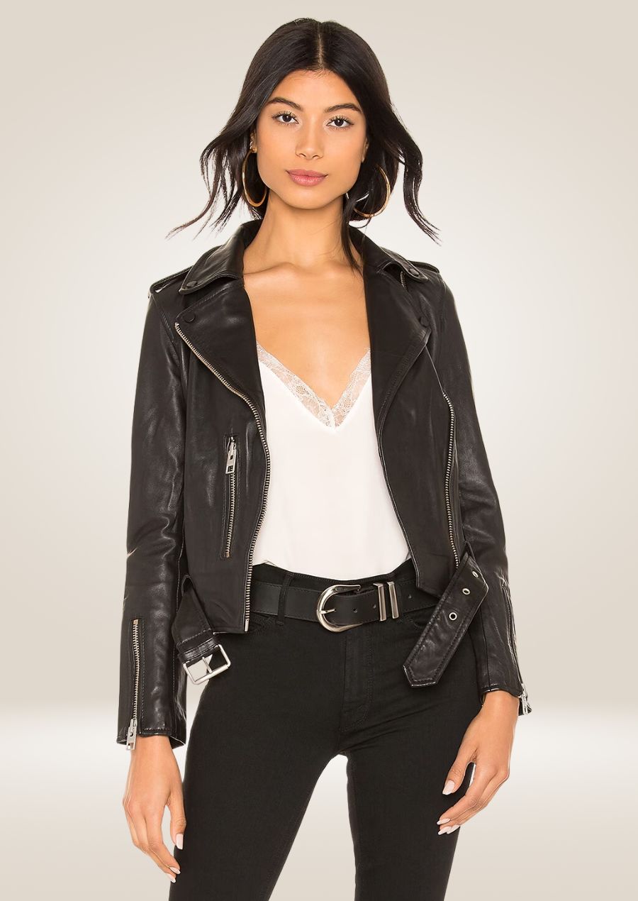 Veste en cuir Perfecto noire tendance pour femme