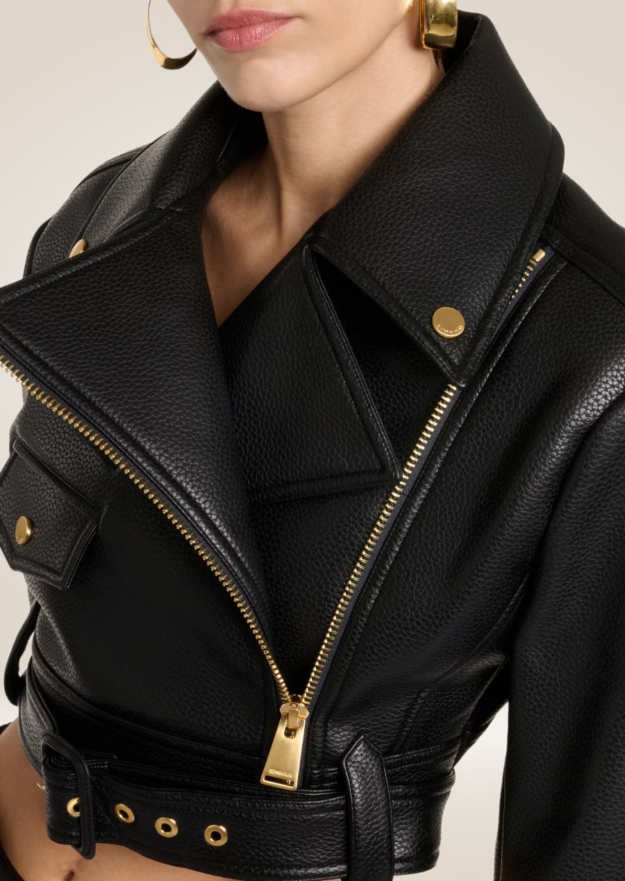 Veste courte en cuir noir Perfecto pour femme