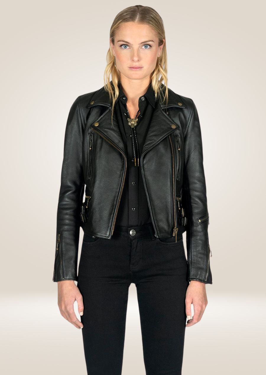 Veste en cuir Perfecto noire pour femme - Style motard intemporel