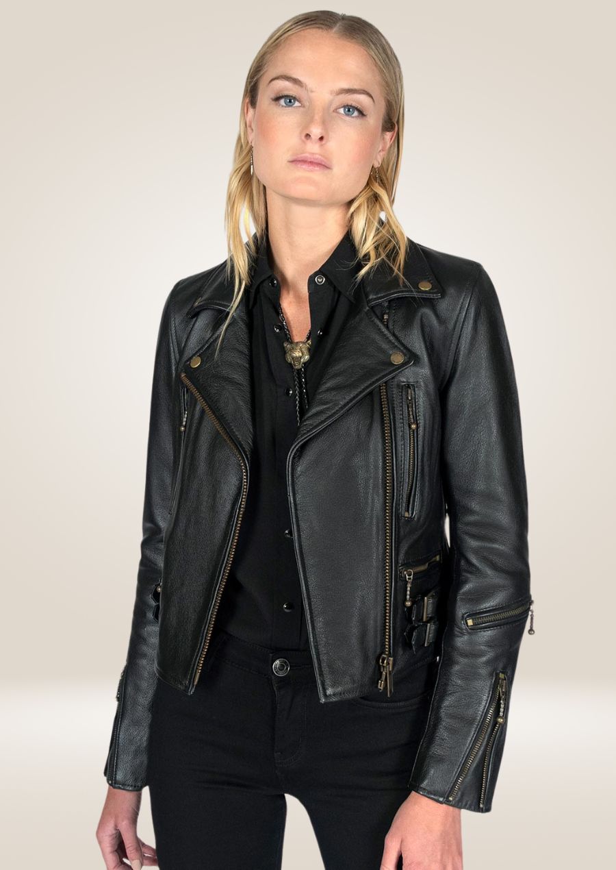 Veste en cuir Perfecto noire pour femme - Style motard intemporel